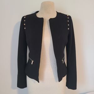Forever 21 black blazer with gold studs zipper details SMALL